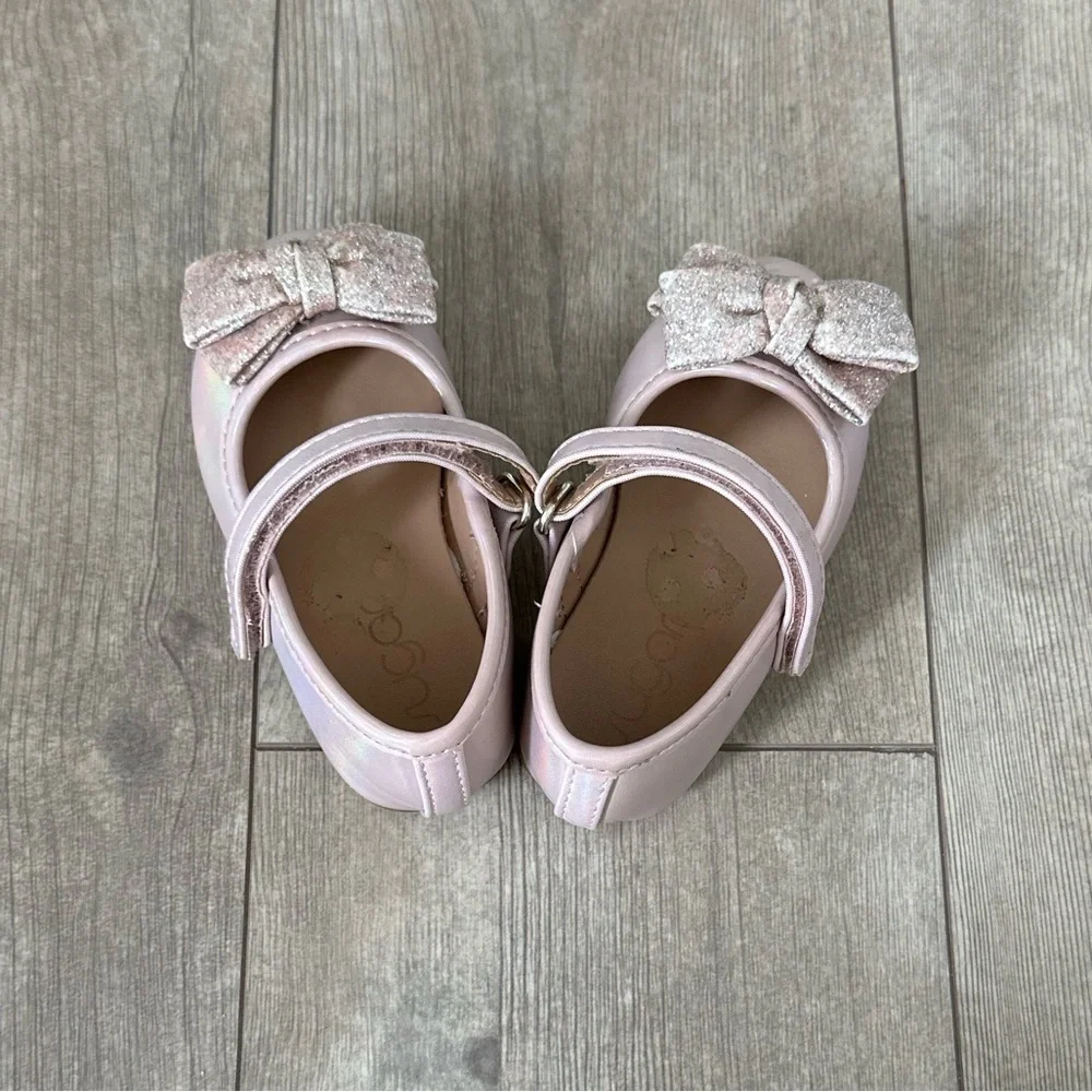 Sugar Toddler Girl Glitter Ribbon Dress Shoes Size 5 EUC